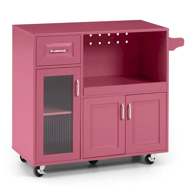 Multi-functional Kitchen Cart with Towel Rack, Large Storage Space