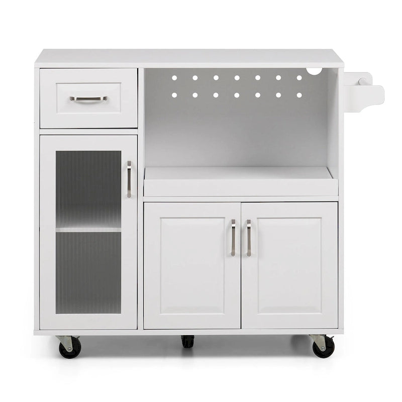 Multi-functional Kitchen Cart with Towel Rack, Large Storage Space