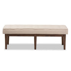 Mid-Century Fabric Button-Tufted Bench by
