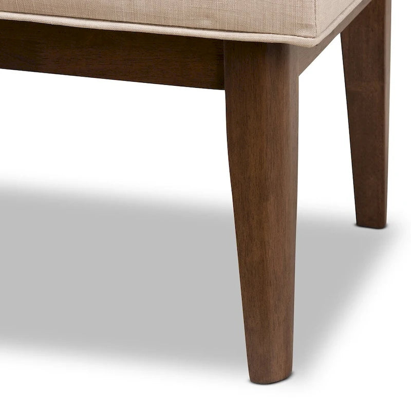 Mid-Century Fabric Button-Tufted Bench by