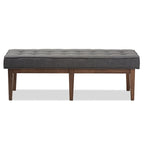Mid-Century Fabric Button-Tufted Bench by