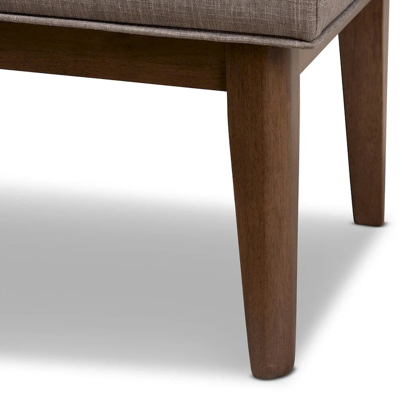 Mid-Century Fabric Button-Tufted Bench by