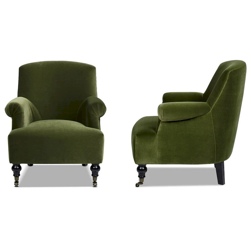 Transitional Velvet Pleated Sock Arm Accent Chair