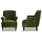 Transitional Velvet Pleated Sock Arm Accent Chair