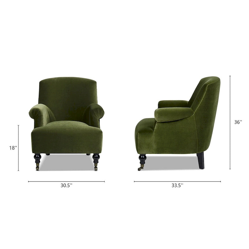 Transitional Velvet Pleated Sock Arm Accent Chair
