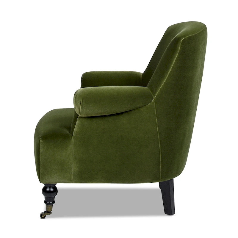 Transitional Velvet Pleated Sock Arm Accent Chair
