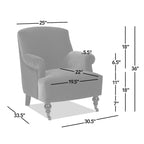 Transitional Velvet Pleated Sock Arm Accent Chair