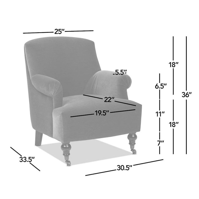 Transitional Velvet Pleated Sock Arm Accent Chair