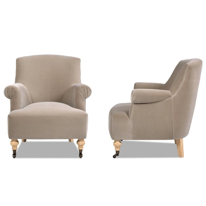 Transitional Velvet Pleated Sock Arm Accent Chair