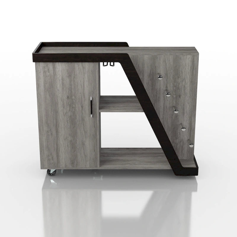 6-Shelf Mobile Wine Cabinet with Stemware Rack