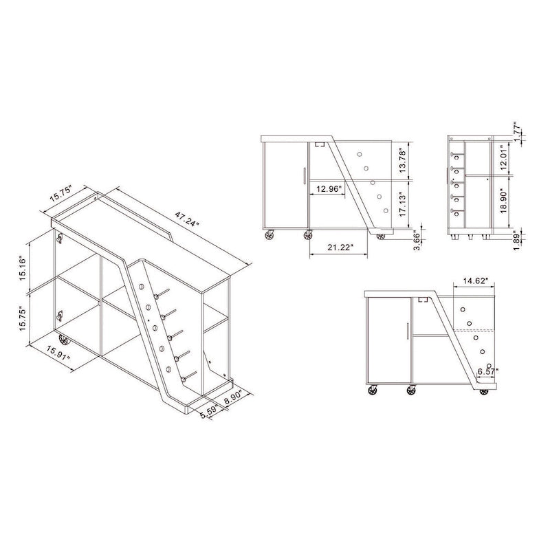 6-Shelf Mobile Wine Cabinet with Stemware Rack