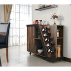 6-Shelf Mobile Wine Cabinet with Stemware Rack