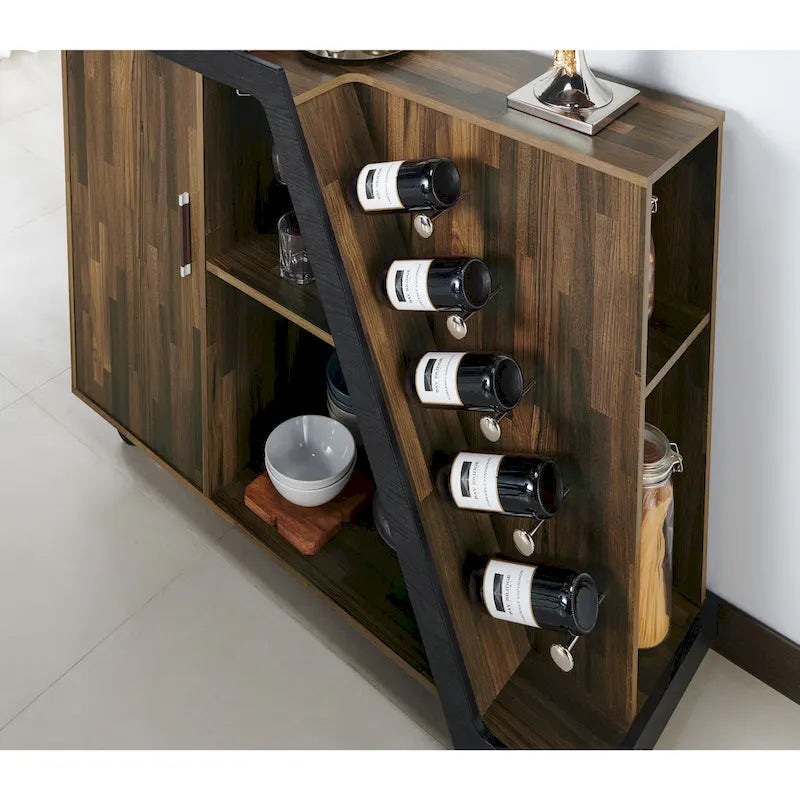 6-Shelf Mobile Wine Cabinet with Stemware Rack