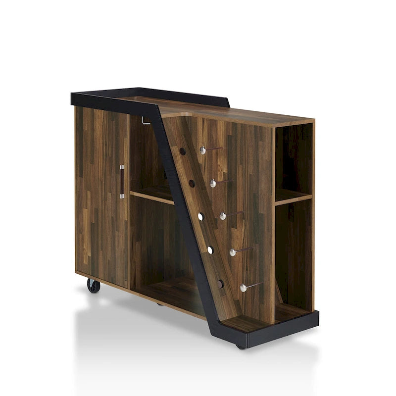 6-Shelf Mobile Wine Cabinet with Stemware Rack