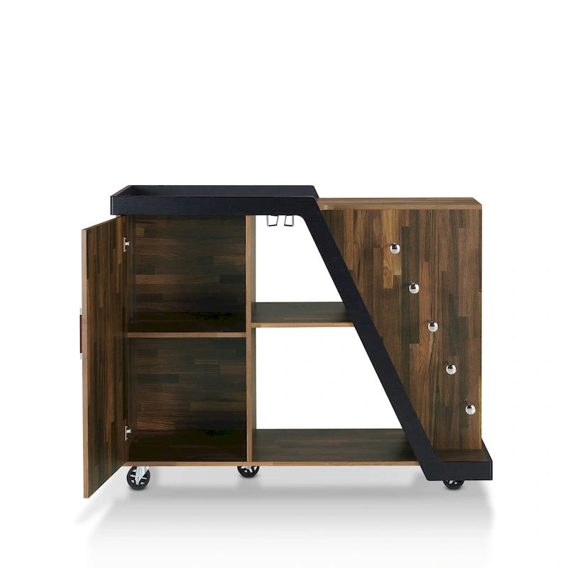 6-Shelf Mobile Wine Cabinet with Stemware Rack