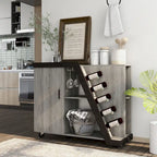 6-Shelf Mobile Wine Cabinet with Stemware Rack