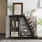 6-Shelf Mobile Wine Cabinet with Stemware Rack