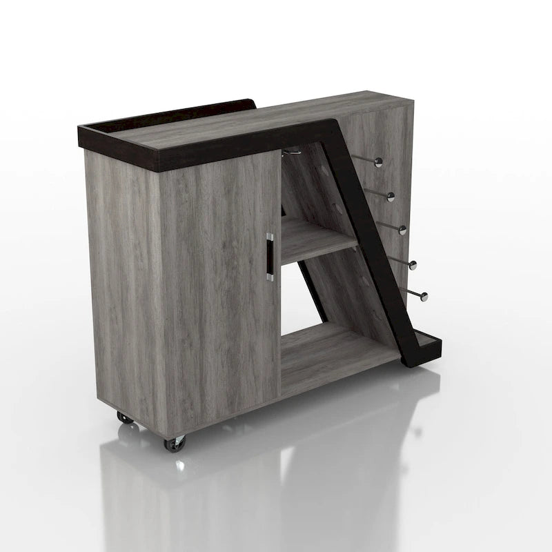 6-Shelf Mobile Wine Cabinet with Stemware Rack
