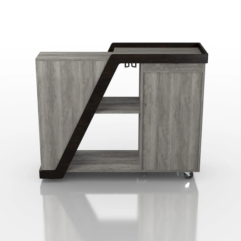 6-Shelf Mobile Wine Cabinet with Stemware Rack