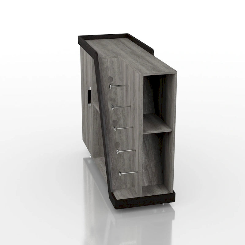 6-Shelf Mobile Wine Cabinet with Stemware Rack