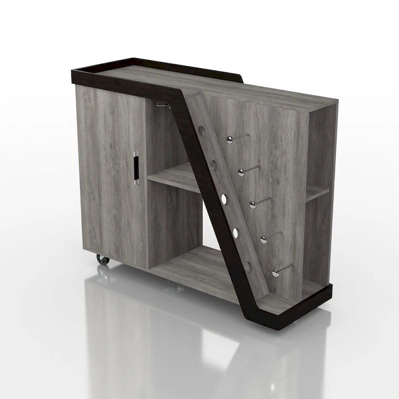 6-Shelf Mobile Wine Cabinet with Stemware Rack