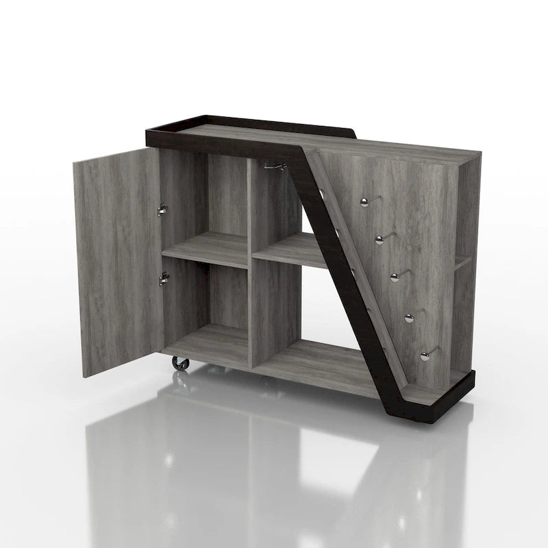 6-Shelf Mobile Wine Cabinet with Stemware Rack