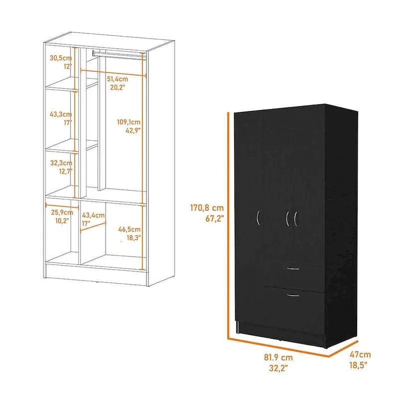 FM Furniture Ramblas Armoire, Two Cabinets, One Drawer - N/A