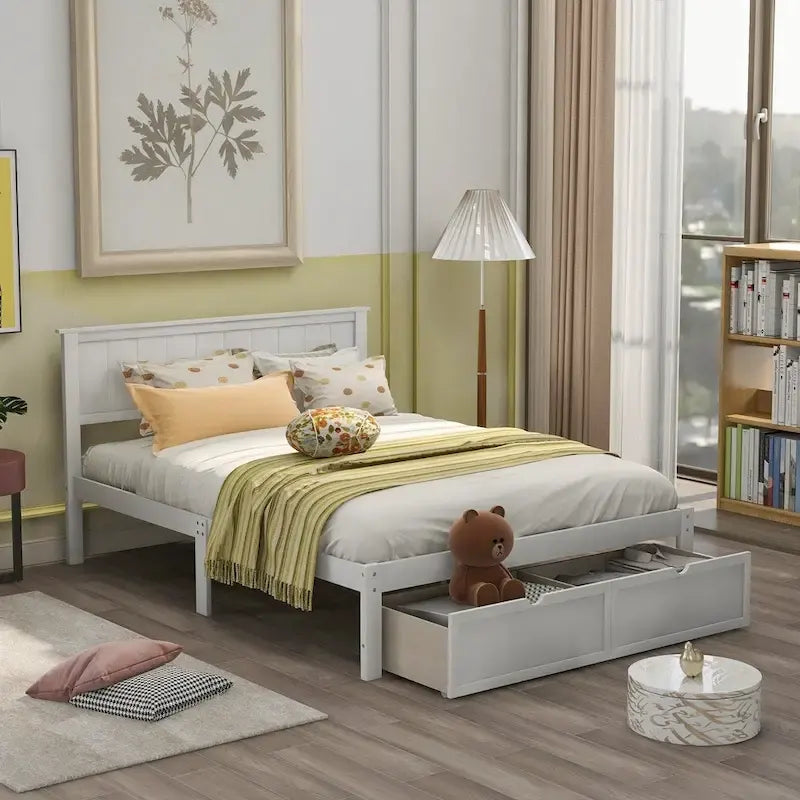 Modern Platform Bed with Under-bed Drawer