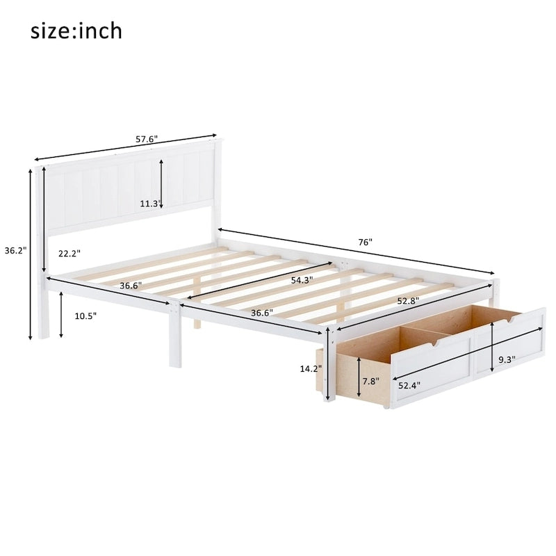 Modern Platform Bed with Under-bed Drawer