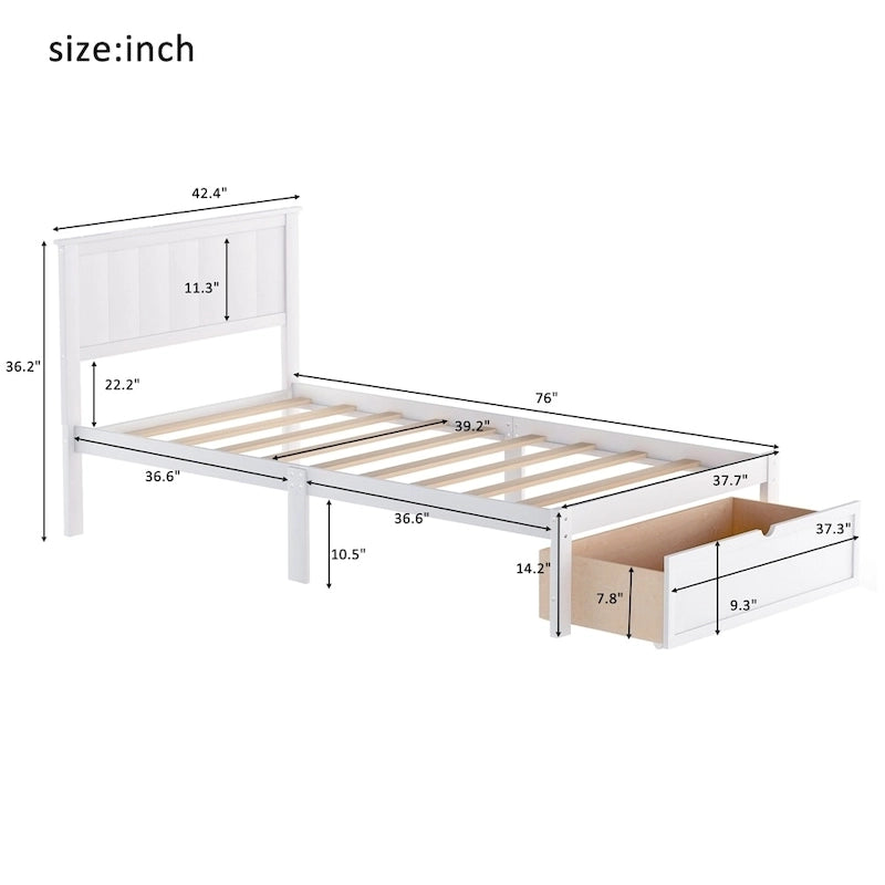 Modern Platform Bed with Under-bed Drawer