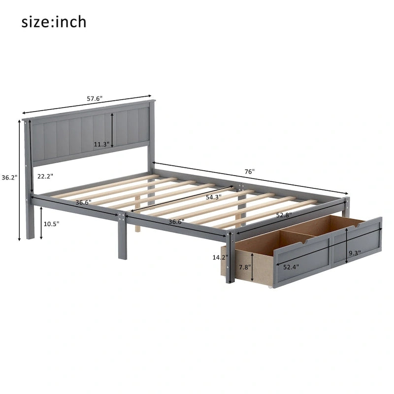 Modern Platform Bed with Under-bed Drawer