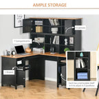 HOMCOM L-Shaped Corner Computer Desk with Hutch, Home Office Desk Study Workstation Table