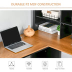 HOMCOM L-Shaped Corner Computer Desk with Hutch, Home Office Desk Study Workstation Table