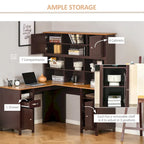 HOMCOM L-Shaped Corner Computer Desk with Hutch, Home Office Desk Study Workstation Table