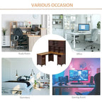 HOMCOM L-Shaped Corner Computer Desk with Hutch, Home Office Desk Study Workstation Table