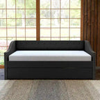 Lit de repos double en lin rembourré Boyd Sleep Manchester avec lit gigogne