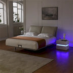 Table de chevet intelligente LED 17,72 H avec station de charge et tiroir pour chambre à coucher en noir/blanc/crème