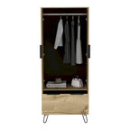 TUHOME Augusta Closet with Hanging Rod, Drawer, Hairpin Legs, and Double Door Cabinet - N/A