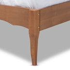 Wood and Synthetic Rattan Platform Bed – Ash Walnut, French Provincial Style