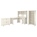 Salinas 60W L Shaped Desk Office Suite in Antique White