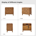 Table de chevet de rangement Ethe Mid-Century à 2 tiroirs avec pieds réglables en bois massif et station de charge, ensemble de 2, par HULALA HOME