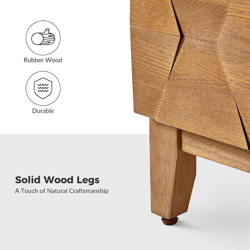 Table de chevet de rangement Ethe Mid-Century à 2 tiroirs avec pieds réglables en bois massif et station de charge, ensemble de 2, par HULALA HOME