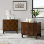 Table de chevet de rangement Ethe Mid-Century à 2 tiroirs avec pieds réglables en bois massif et station de charge, ensemble de 2, par HULALA HOME