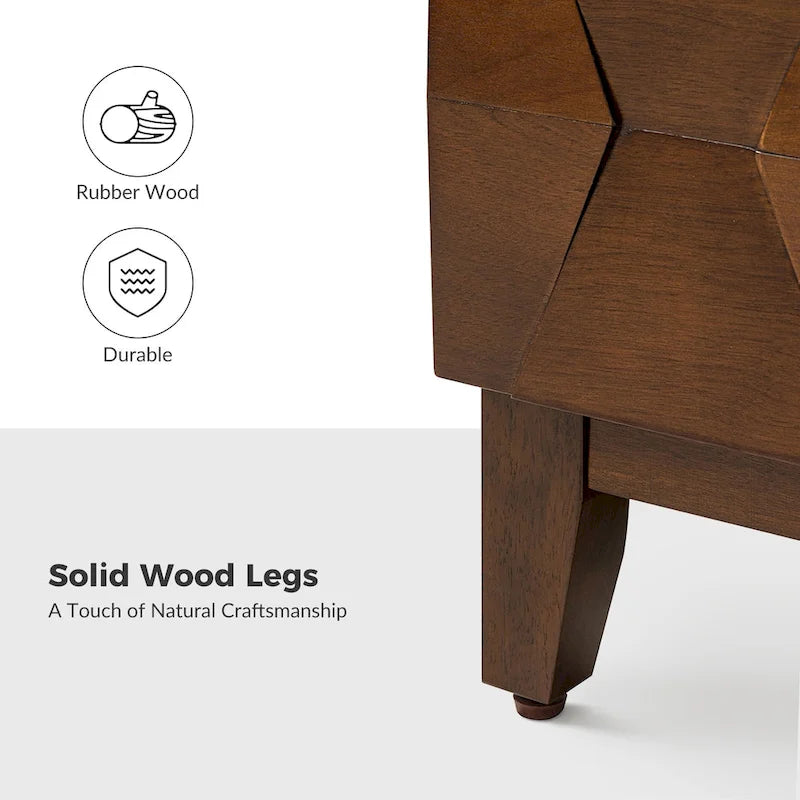 Table de chevet de rangement Ethe Mid-Century à 2 tiroirs avec pieds réglables en bois massif et station de charge, ensemble de 2, par HULALA HOME