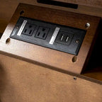 Table de chevet de rangement Ethe Mid-Century à 2 tiroirs avec pieds réglables en bois massif et station de charge, ensemble de 2, par HULALA HOME