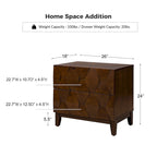 Table de chevet de rangement Ethe Mid-Century à 2 tiroirs avec pieds réglables en bois massif et station de charge, ensemble de 2, par HULALA HOME