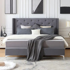 Queen Size Velvet Upholstered Platform Bed Frame with 6 inches Metal Legs