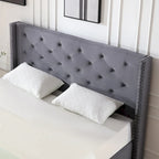 Queen Size Velvet Upholstered Platform Bed Frame with 6 inches Metal Legs