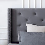 Queen Size Velvet Upholstered Platform Bed Frame with 6 inches Metal Legs