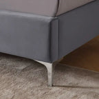 Queen Size Velvet Upholstered Platform Bed Frame with 6 inches Metal Legs